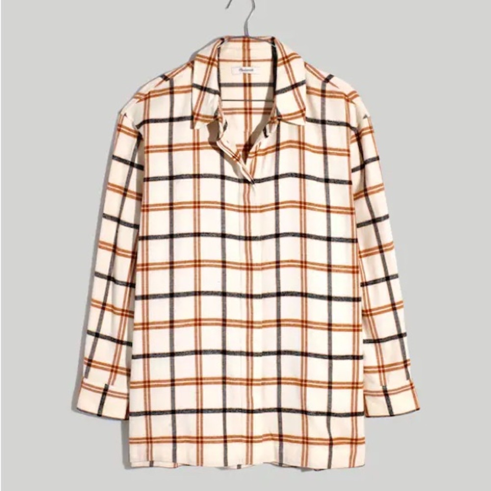 Madewell Flannel Oversized Boyfriend Shirt in Plaid 100% Cotton
